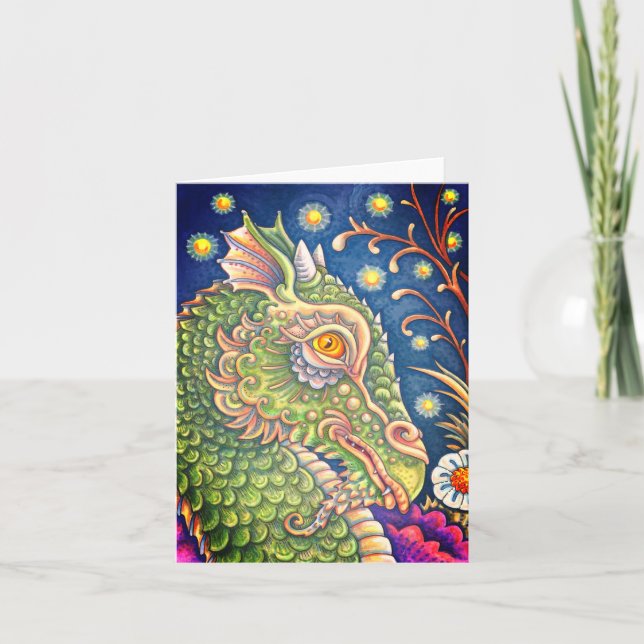 MEDIEVAL DRAGON HEAD PORTRAIT, WHIMSICAL FANTASY (Vorderseite)