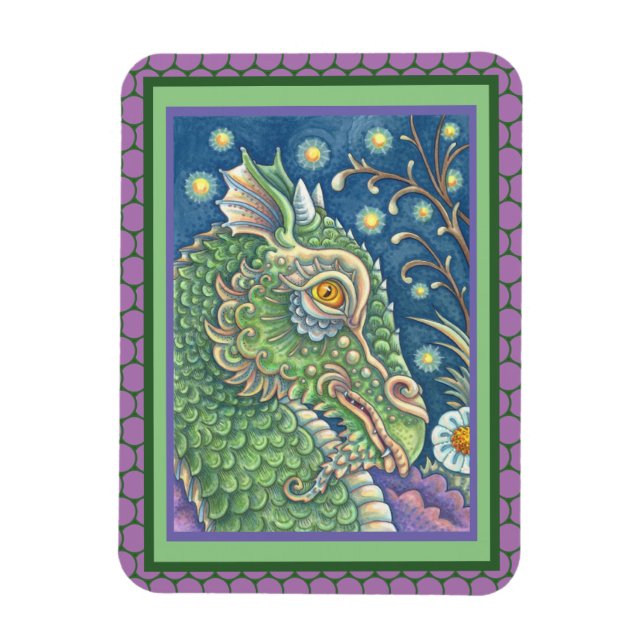 MEDIEVAL DRAGON HEAD PORTRAIT, WHIMSICAL FANTASY MAGNET (Vertikal)