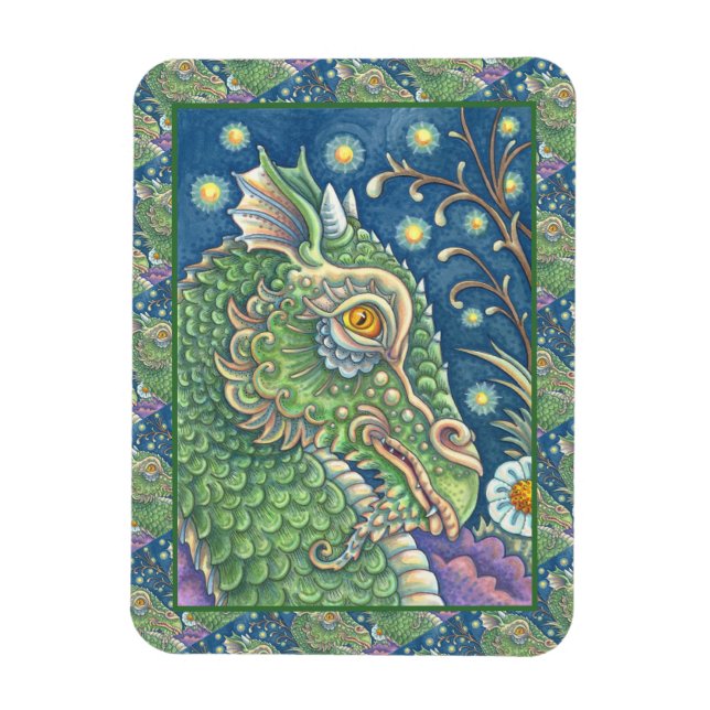 MEDIEVAL DRAGON HEAD PORTRAIT, WHIMSICAL FANTASY MAGNET (Vertikal)