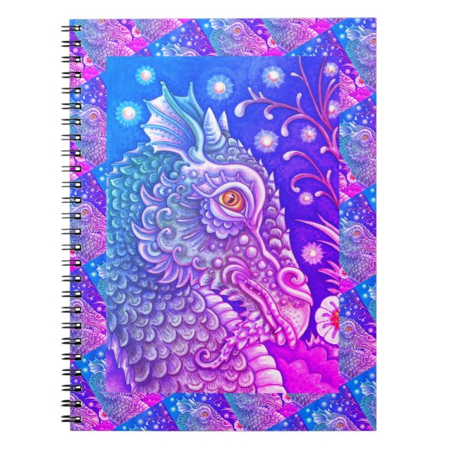 MEDIEVAL DRAGON HEAD PORTRAIT, WHIMSICAL FANTASY NOTIZBLOCK (Vorderseite)