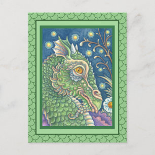 MEDIEVAL DRAGON HEAD PORTRAIT, WHIMSICAL FANTASY POSTKARTE
