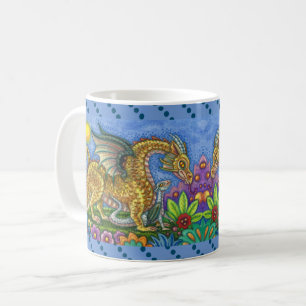 MEDIEVAL DRAGON & YOUNG, FARBIG FOLGART GARDEN KAFFEETASSE