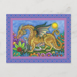 MEDIEVAL DRAGON & YOUNG, FARBIG FOLGART GARDEN POSTKARTE