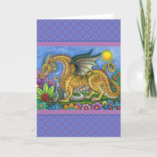 MEDIEVAL DRAGON & YOUNG, FARBLICHER FOLGARTEN KARTE