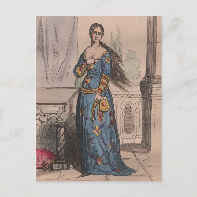 Medieval French Costume Under Charles VI  Postkarte (Vorderseite)