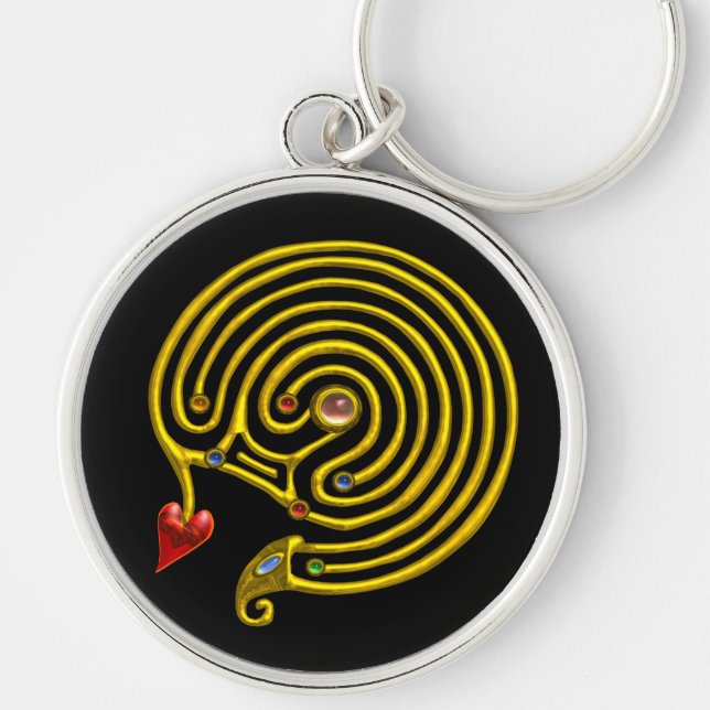 MEDIEVAL GOLD HYPER LABYRINTH MIT GEMSTONEN Black Schlüsselanhänger (Vorne)