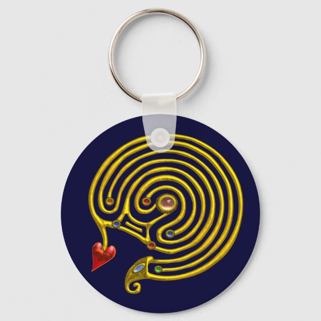 MEDIEVAL GOLD HYPER LABYRINTH MIT GEMSTONES Blue Schlüsselanhänger (Vorderseite)