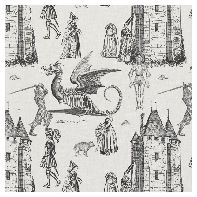 medieval gothic dragon knight skeleton toile stoff (Nahaufnahme)