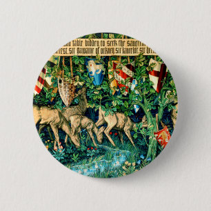 Medieval King Arthur William Morris Button