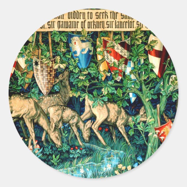 Medieval King Arthur William Morris Runder Aufkleber (Vorderseite)