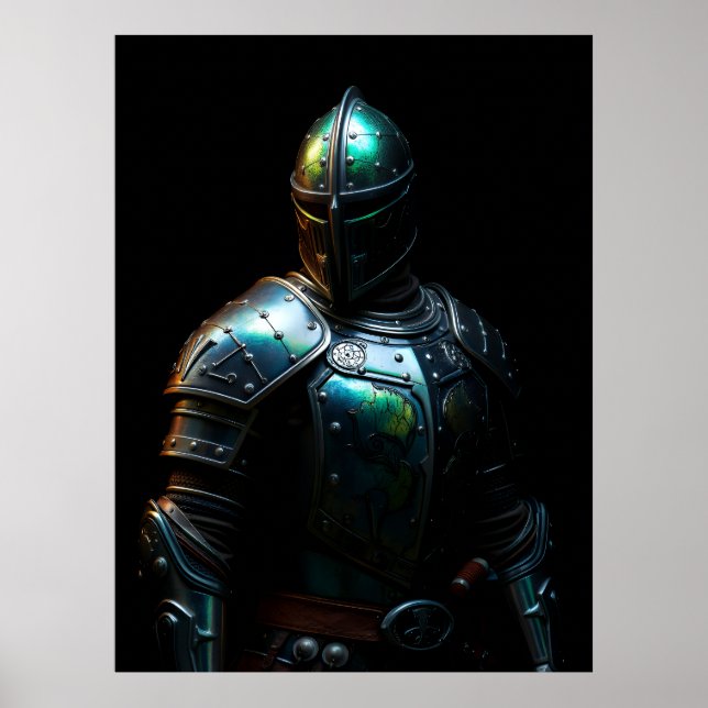 Medieval Knight Armor, Abstract Colors Poster (Vorne)
