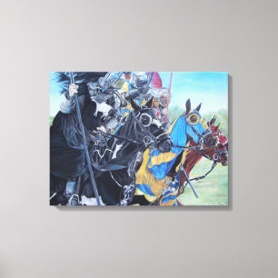 Medieval Knights Jousting Horses Art Leinwanddruck
