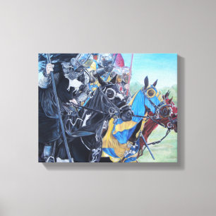 Medieval Knights Jousting Horses Art Leinwanddruck