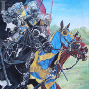 Medieval Knights Jousting Horses Art Mattglas Bierglas