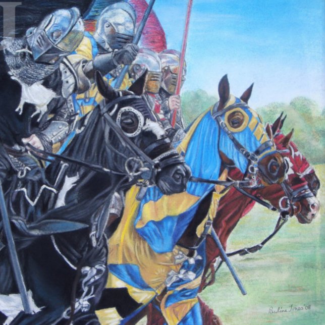 Medieval Knights Jousting Horses Art Milchtasse (Von Creator hochgeladen)