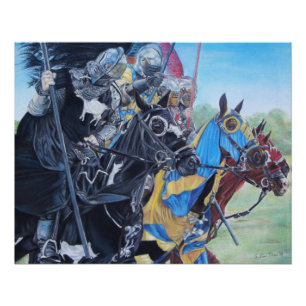 Medieval Knights Jousting Horses Art Poster