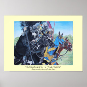 Medieval Knights Jousting Horses Art Poster