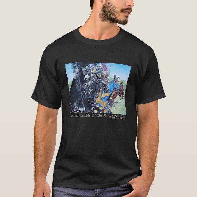Medieval Knights Jousting Horses Art T-Shirt (Vorderseite)