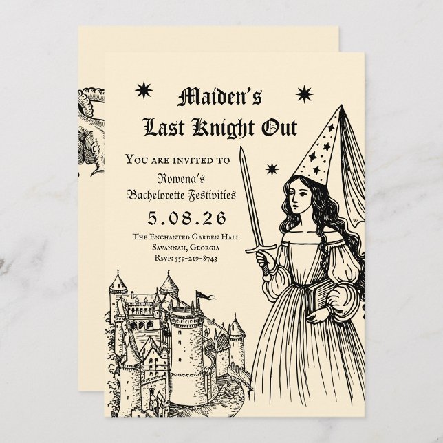 Medieval “Last Knight Out” Bachelorette Einladung (Von Creator hochgeladen)