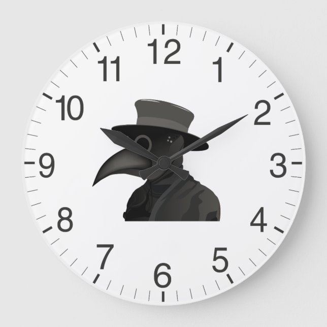 Medieval Plague Doctor Große Wanduhr (Vorderseite)