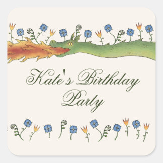 Medieval Ren Faire dragon Quadratischer Aufkleber