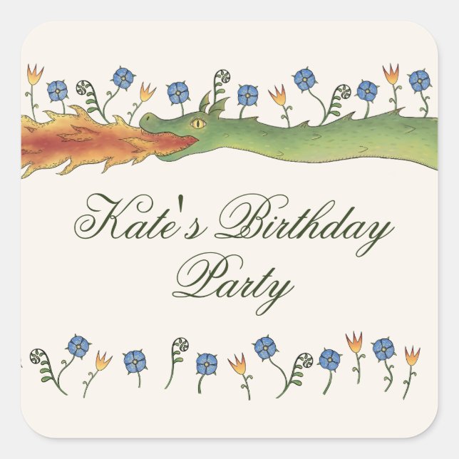 Medieval Ren Faire dragon Quadratischer Aufkleber (Vorderseite)