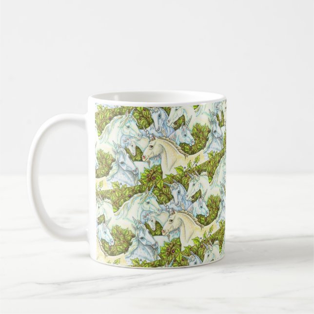 MEDIEVAL UNICORN HERDE, PFERDE, STALLION Fantasy Kaffeetasse (Links)