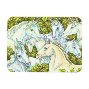 MEDIEVAL UNICORN HERDE, PFERDE, STALLION Fantasy Magnet