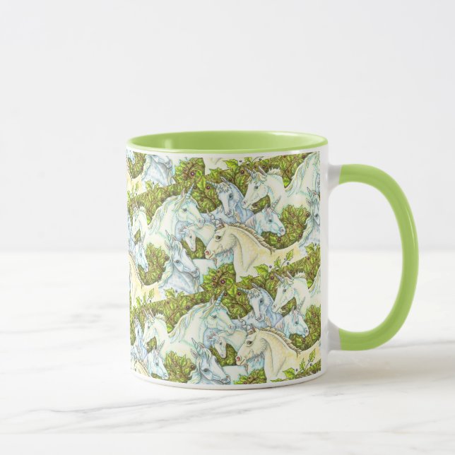MEDIEVAL UNICORN HERDE, PFERDE, STALLION Fantasy Tasse (Rechts)