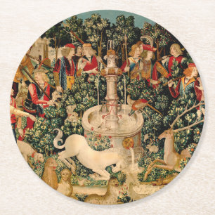 Medieval Unicorn-Teppiche Druck: Met Cloisters Runder Pappuntersetzer