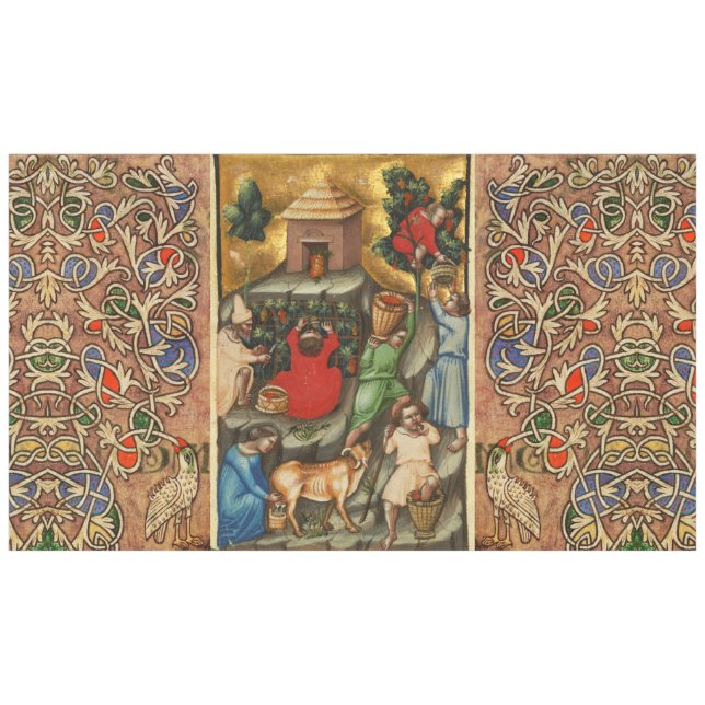 MEDIEVALISIERTE WEINHALBUNG HARVEST Antique Grapev Tischdecke (Vorderseite (Horizontal))