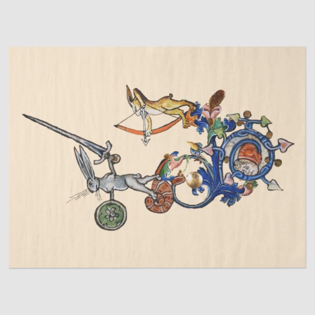 MEDIEVALISIERUNG, Killerkaninchen mit Schwert Seidenpapier (Vorderseite)