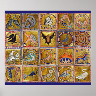 MEDIEVENT BESTIARY, FANTASTISCHE TIERE, GOLD ROT B POSTER