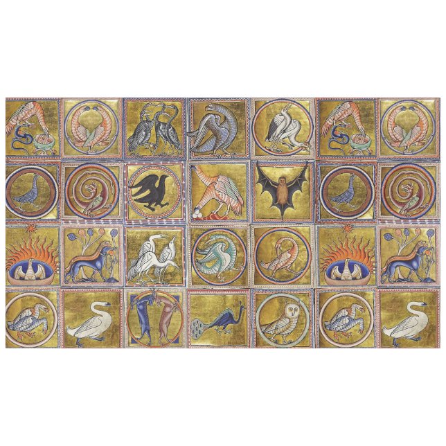 MEDIEVENT BESTIARY, FANTASTISCHE TIERE, GOLD ROT B TISCHDECKE (Vorderseite (Horizontal))