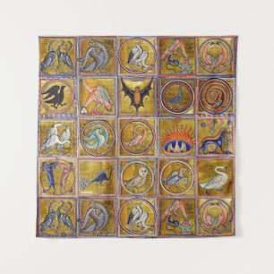 MEDIEVENT BESTIARY, FANTASTISCHE TIERE, GOLD ROT B WANDTEPPICH