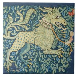 MEDIEVENT BESTIARY Lion like Beast in Blue Fliese