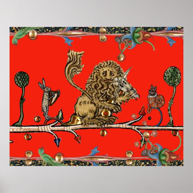 MEDIEVENT BESTIARY MAKING MUSIC Violinist Lion,Har Poster (Vorne)