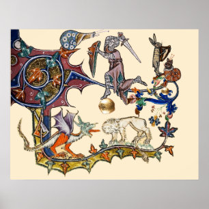 MEDIEVENT BESTIARY WAR Snail vs Knight ,Dragon.Lio Poster