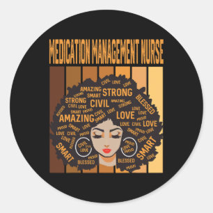 Medikamentenmanagement-Krankenschwester Black Hist Runder Aufkleber