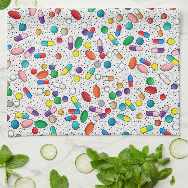 Medikation Krankenpflege Ärztliche Pille Design Geschirrtuch (Gefaltet)