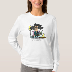 Medikations-Nebenwirkungs-dunkles Haar T-Shirt