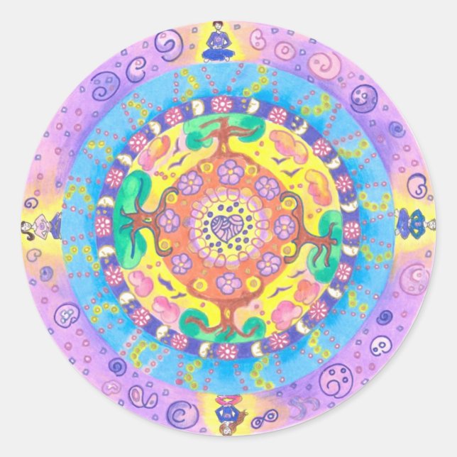 Medilludesign - Mandala Meditation Runder Aufkleber (Vorderseite)