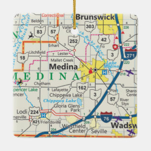 Medina Ohio Road Map Keramikornament