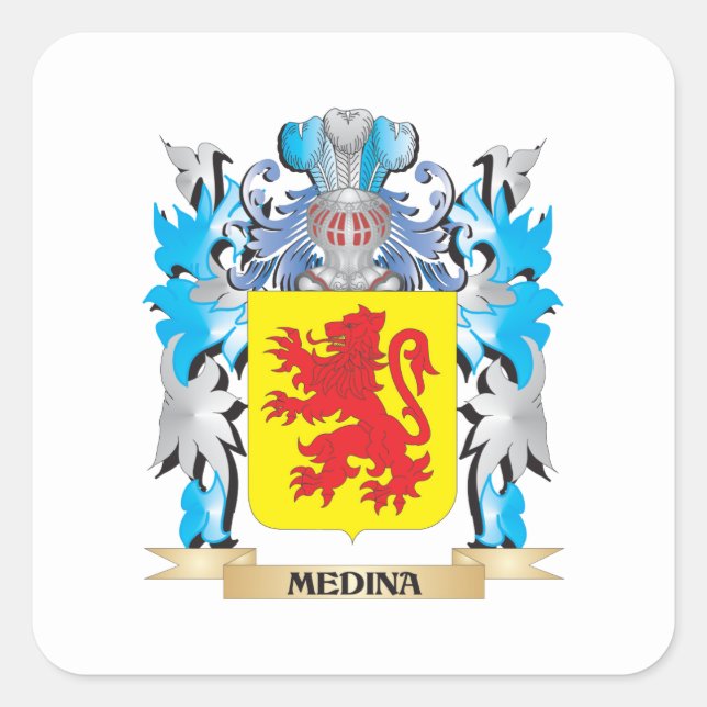 Medina-Wappen - Familienwappen Quadratischer Aufkleber (Vorderseite)