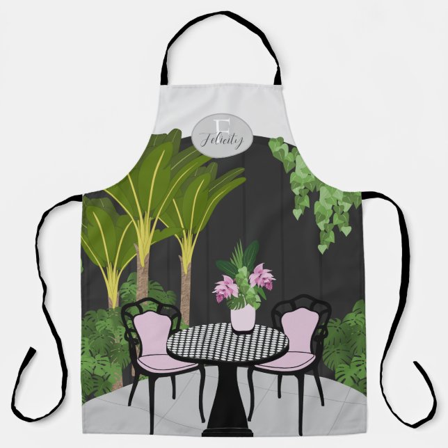 Medinilla Garden Courtyard Monogram Schürze (Vorderseite)