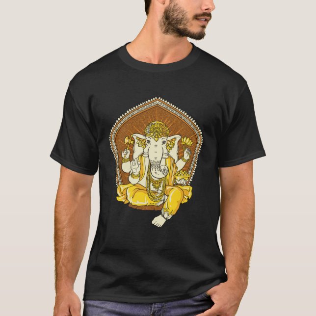 Meditating Elephant Hindu God Ganesha T-Shirt (Vorderseite)