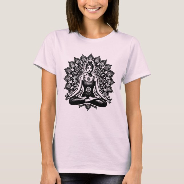 Meditating Girl Yoga Pose Spiritual Wellness Calm  T-Shirt (Vorderseite)