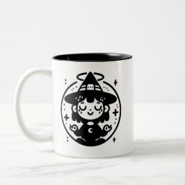 Meditating Witch Circle Halloween Mug | Two-Sided Zweifarbige Tasse