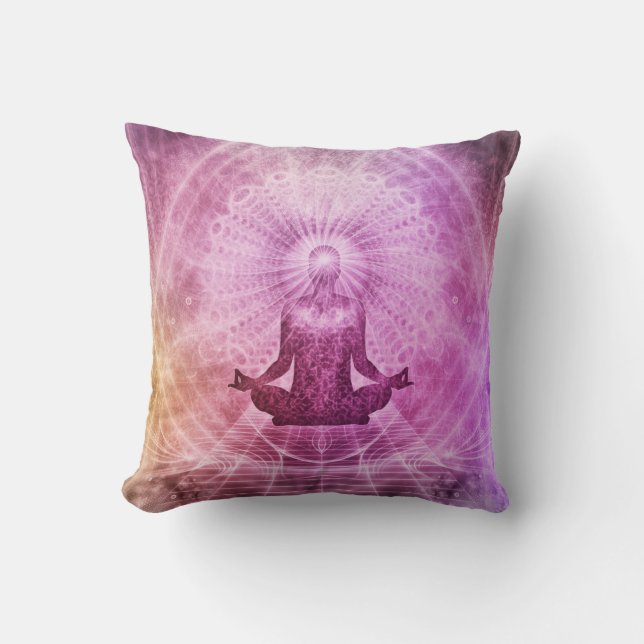 Meditation Abstrakt Art Rosa Violet Lila Gold Kissen (Vorderseite)