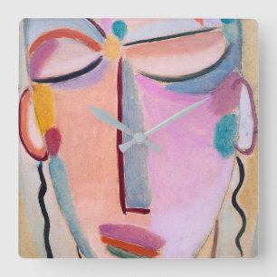 Meditation Alexej von Jawlensky Figürliche Kunst Quadratische Wanduhr